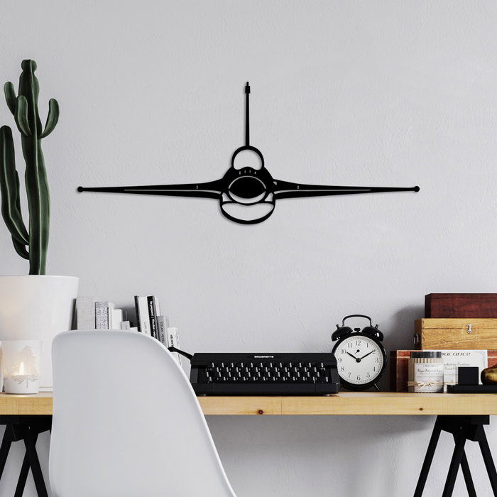 Wallity F-16 Jet Fighter Escultura de Pared en Negro